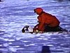 Mère et enfant en traîne-sauvage, ski de fond