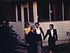 Chalet, famille au jardin