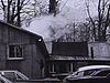 «Cabane à sucre 1969 Roland Lemay»; cabane, extérieur, bois, puis intérieur (bouilloire) et bécosse «Au coin du rire»; souper cabane