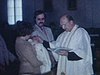 Baptême 1972; cérémonie et plans divers; départ en auto; église du Christ-Roi (Saint-Haycinthe); repas party à la maison avec le bébé sur la table mise pour buffet