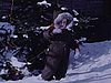 Enfant emmitouflé joue dans la neige, maman se joint à lui (scène de la bande annonce) (beaux plans)