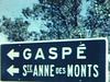 Panneau de signalisation: Gaspé Ste-Anne des Monts