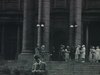 Vue d'ensemble du parvis de la cathédrale Marie-Reine du Monde et invités épars (1930)