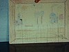 Dessin d’enfant dans un cadre de bois, boite à bijoux sur une table